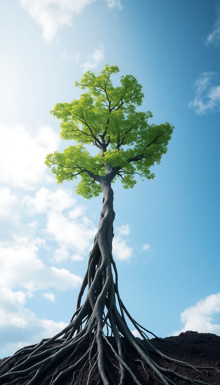 Tree Growing Upside Down Roots Digital art Wallpaper