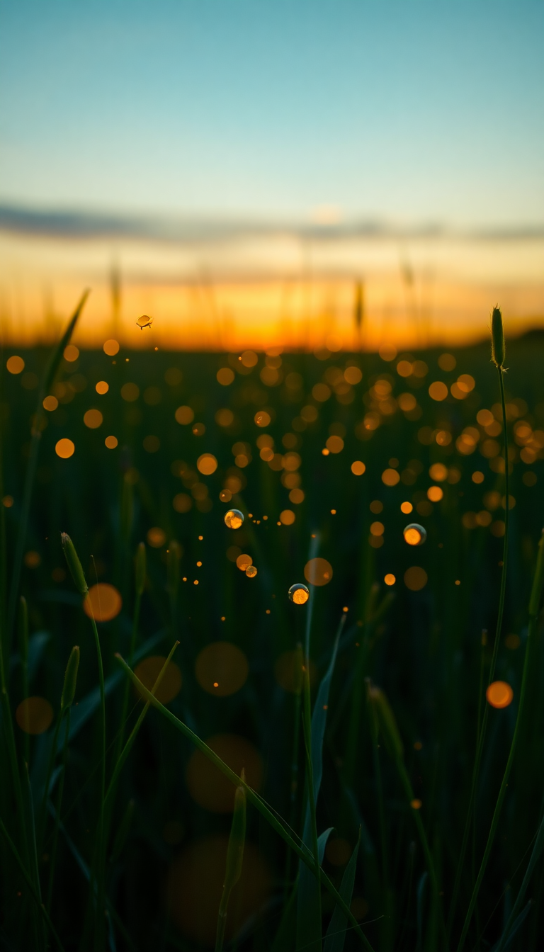Fireflies Dancing In Summer Meadow Photorealistic Wallpaper