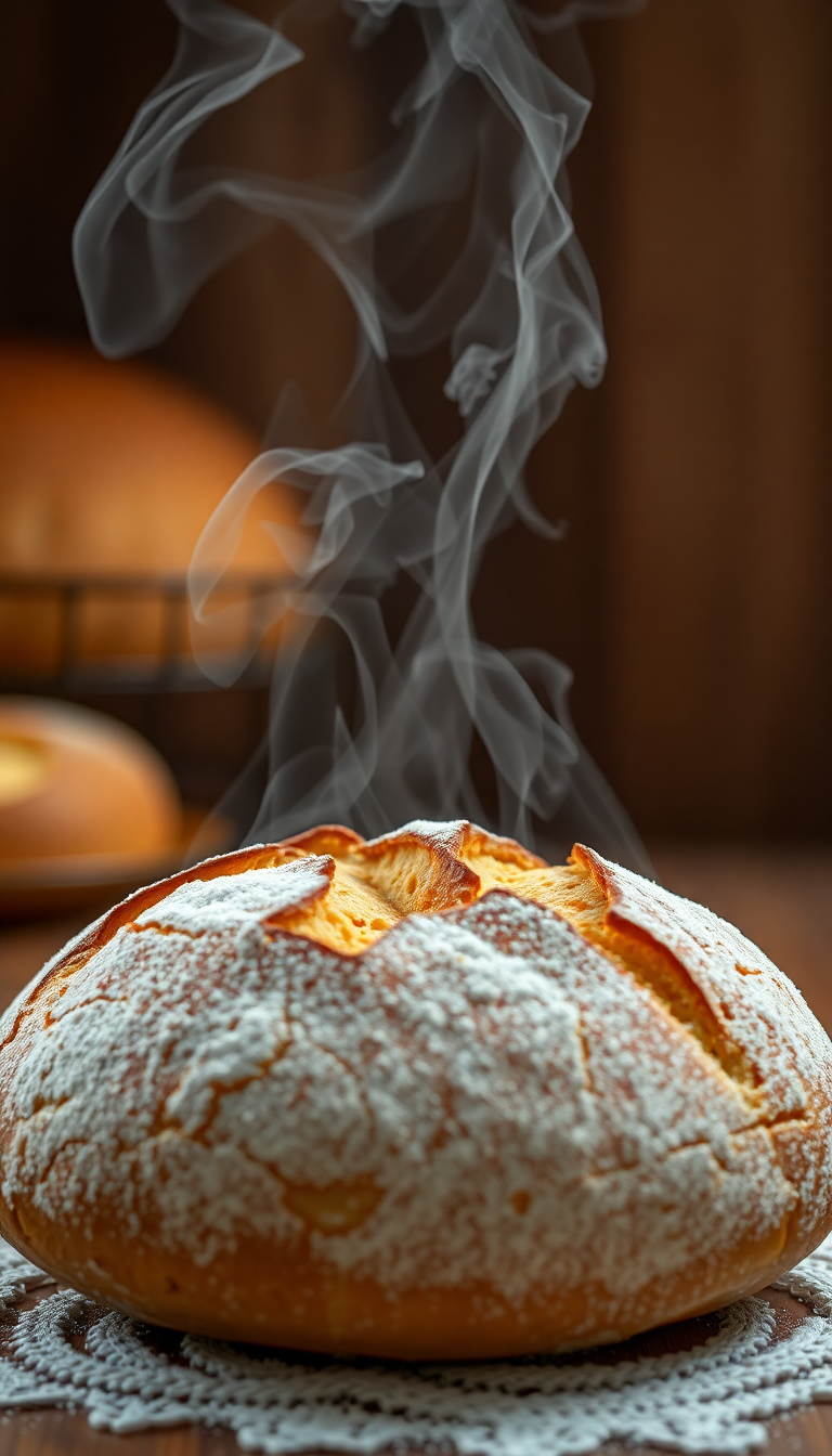 Bread Fresh Baked Steam Rising Photorealistic Wallpaper
