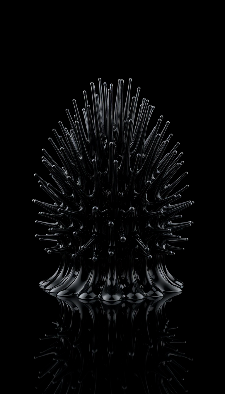 Ferrofluid Spikes Magnetic Sculpture Black Digital art Wallpaper