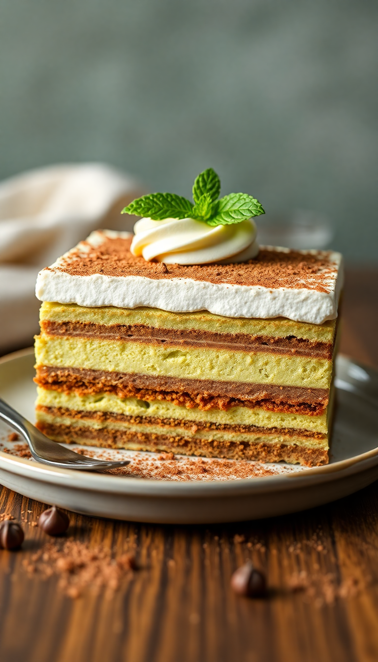 Matcha Tiramisu Layers Green Tea Photorealistic Wallpaper