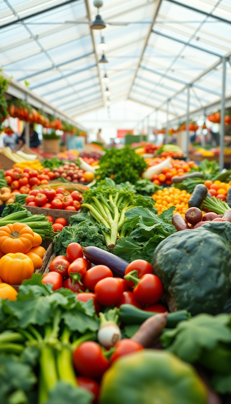 Farmers Market Produce Colorful Vegetables Photorealistic Wallpaper