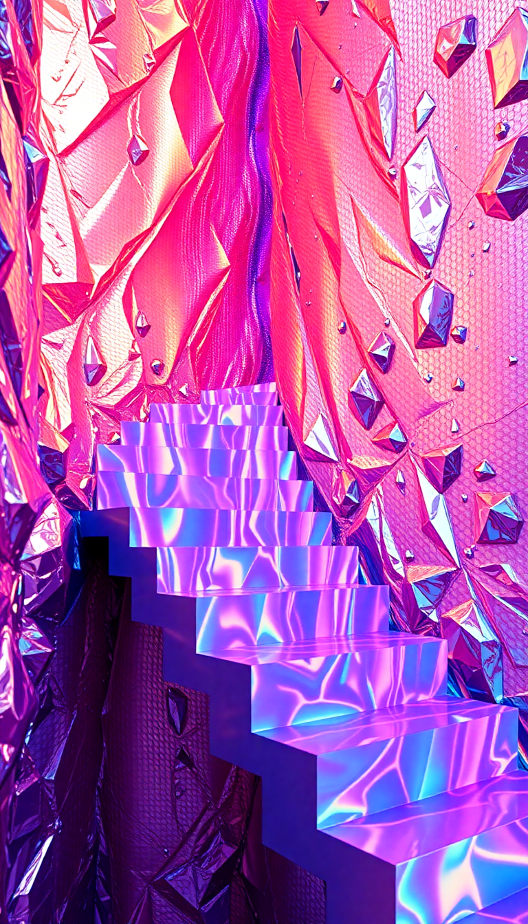 Bismuth Crystal Formation Rainbow Metallic Photorealistic Wallpaper