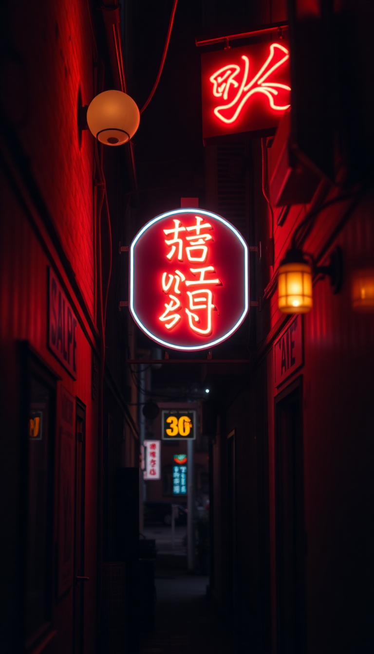 Neon Sign Flickering Dark Alley Aesthetic Wallpaper