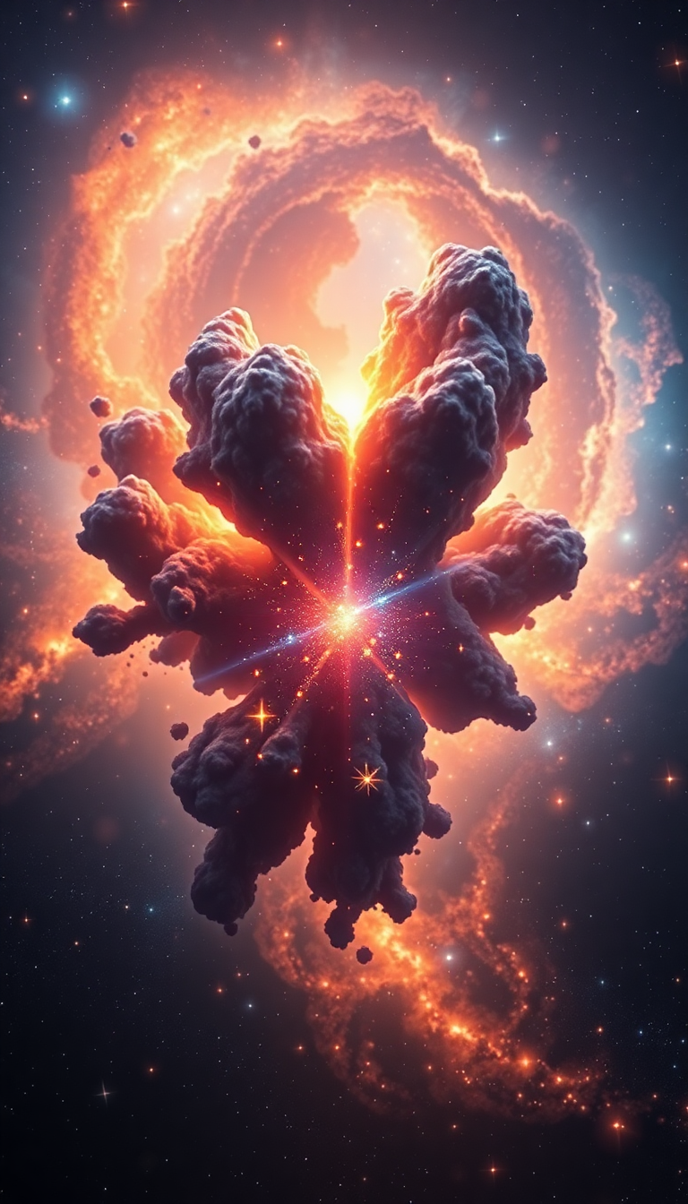 Colliding Galaxies Creating New Stars Digital art Wallpaper