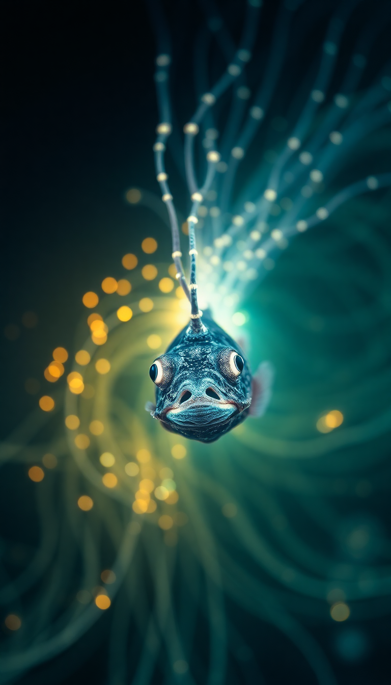 Deep Sea Anglerfish Bioluminescent Abyss Digital art Wallpaper