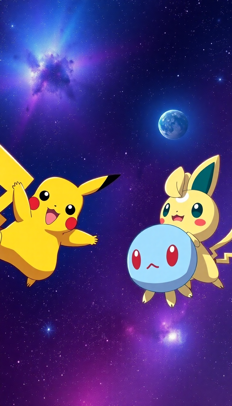Pikachu And Marill In Space Anime Wallpaper