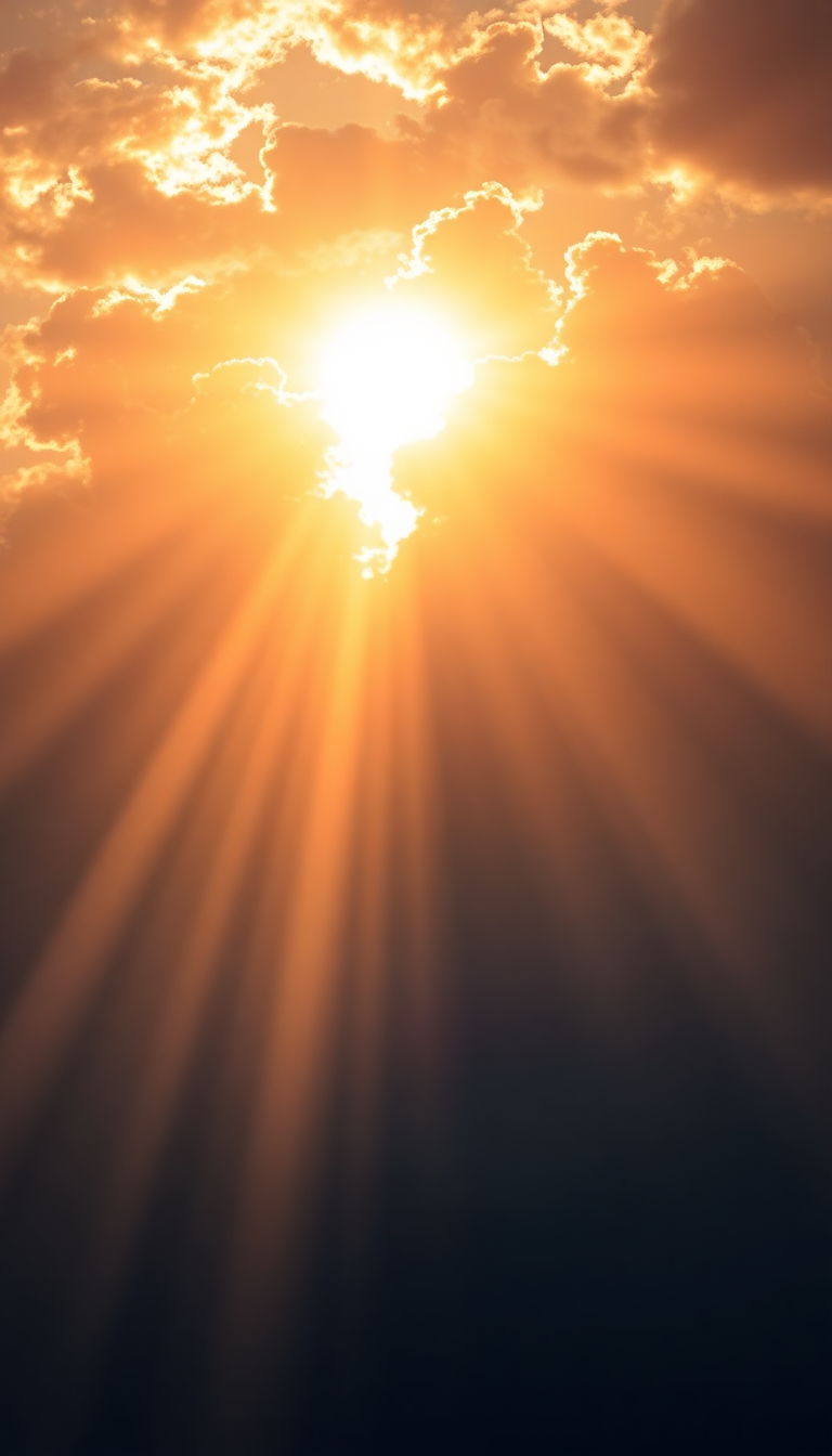 Sun Rays Through Storm Clouds Photorealistic Wallpaper