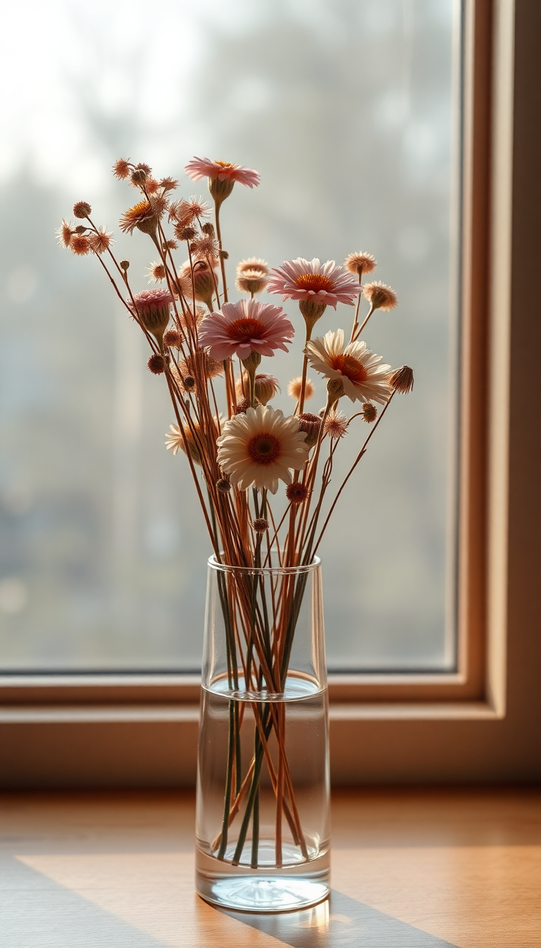 Dried Flowers In Glass Vase Aesthetic Wallpaper