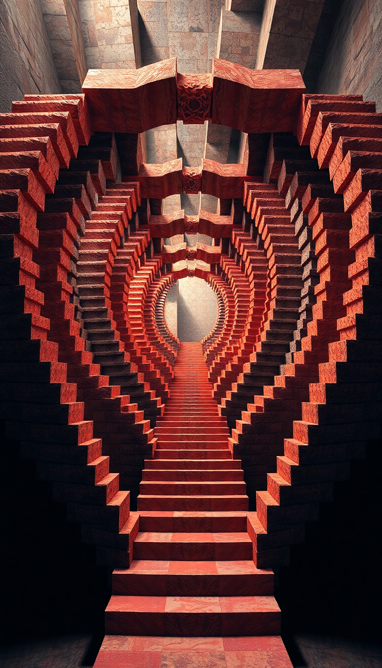Impossible Geometry Escher Style Infinite Digital art Wallpaper