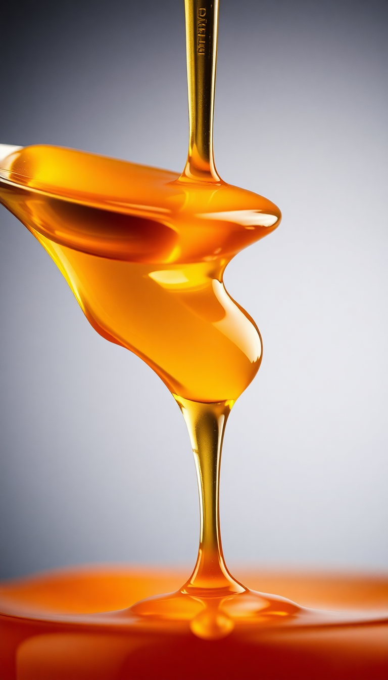 Honey Dripping From Spoon Golden Photorealistic Wallpaper