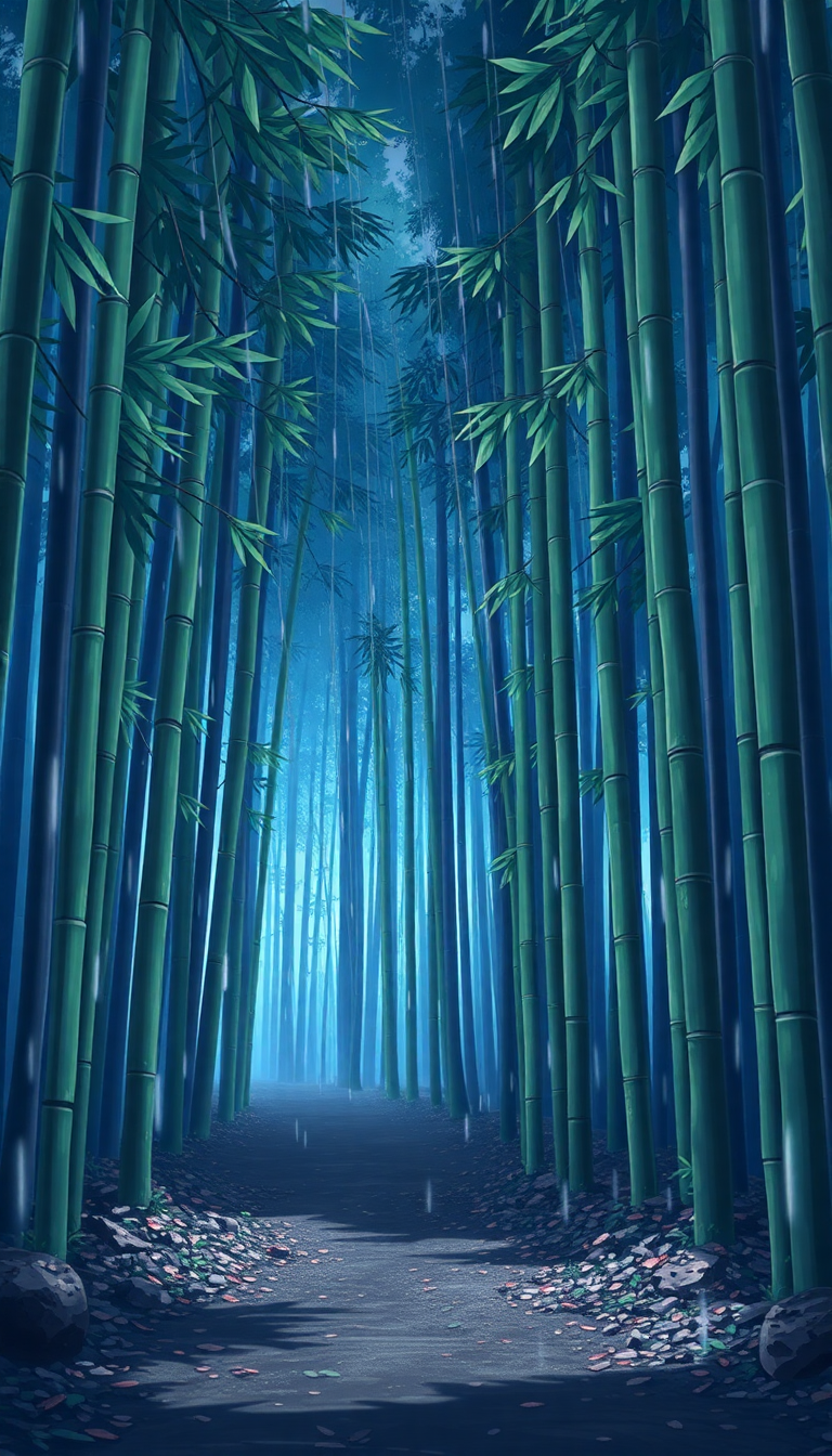 Bamboo Forest Rain Anime Peaceful Anime Wallpaper