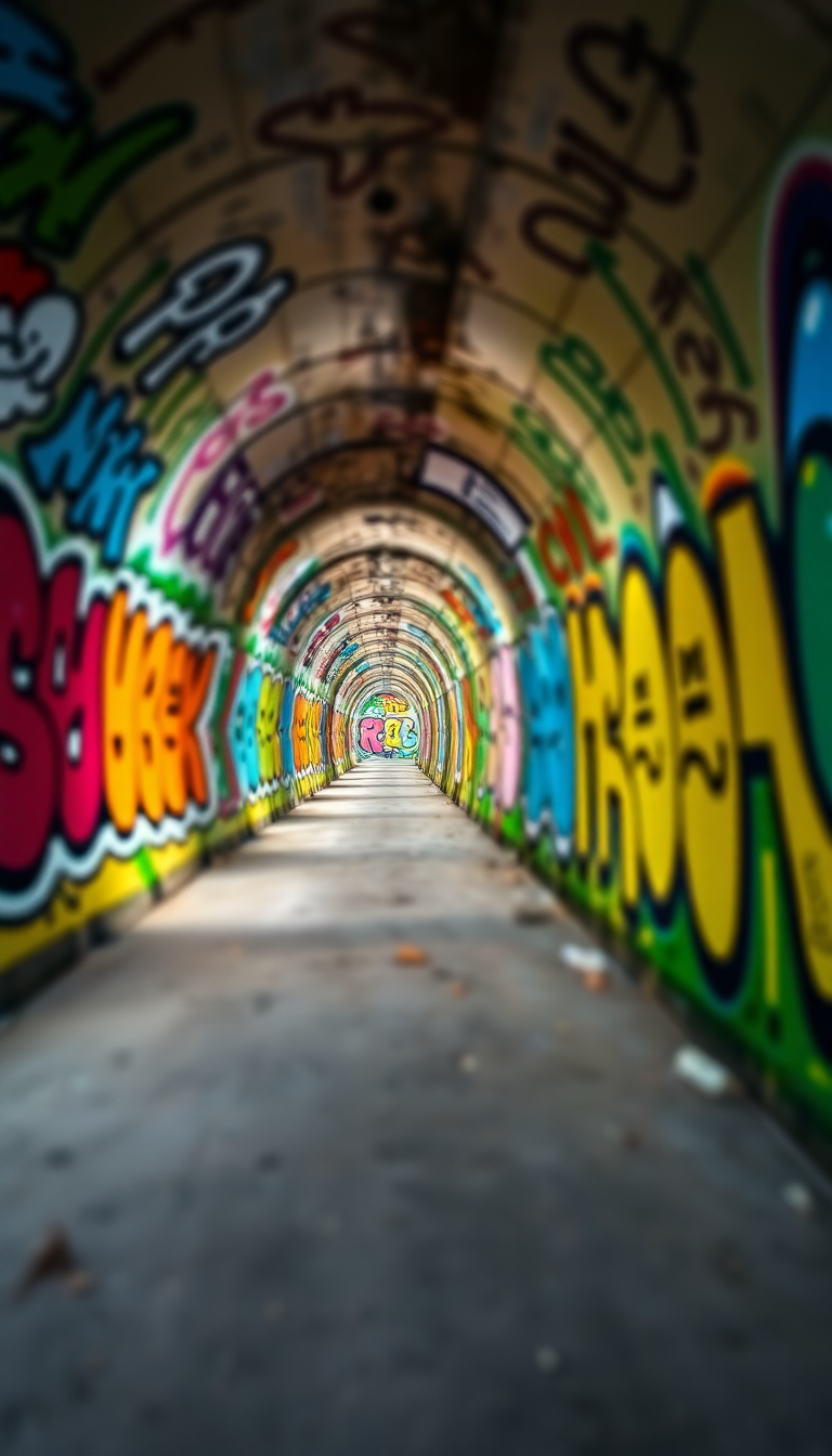 Graffiti Tunnel Perspective Vanishing Point Photorealistic Wallpaper