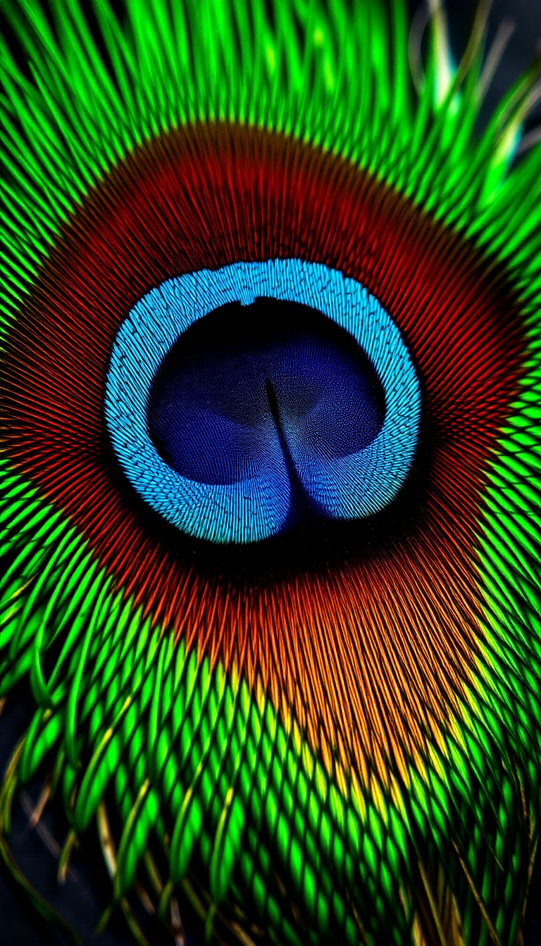 Peacock Feather Macro Iridescent Eye Photorealistic Wallpaper
