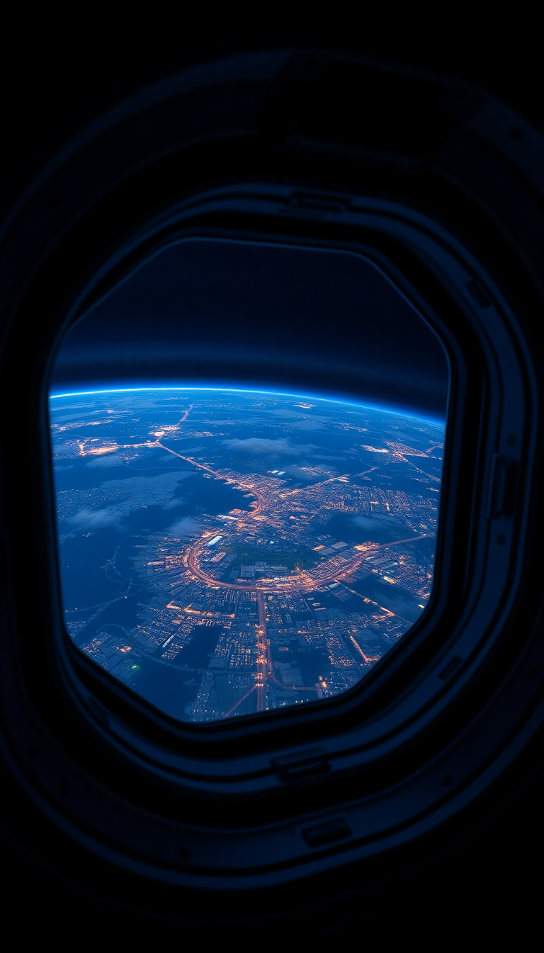 Space Station Window View Of Photorealistic Wallpaper