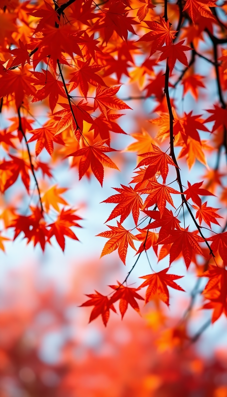 Autumn Leaves Falling Maple Red Photorealistic Wallpaper
