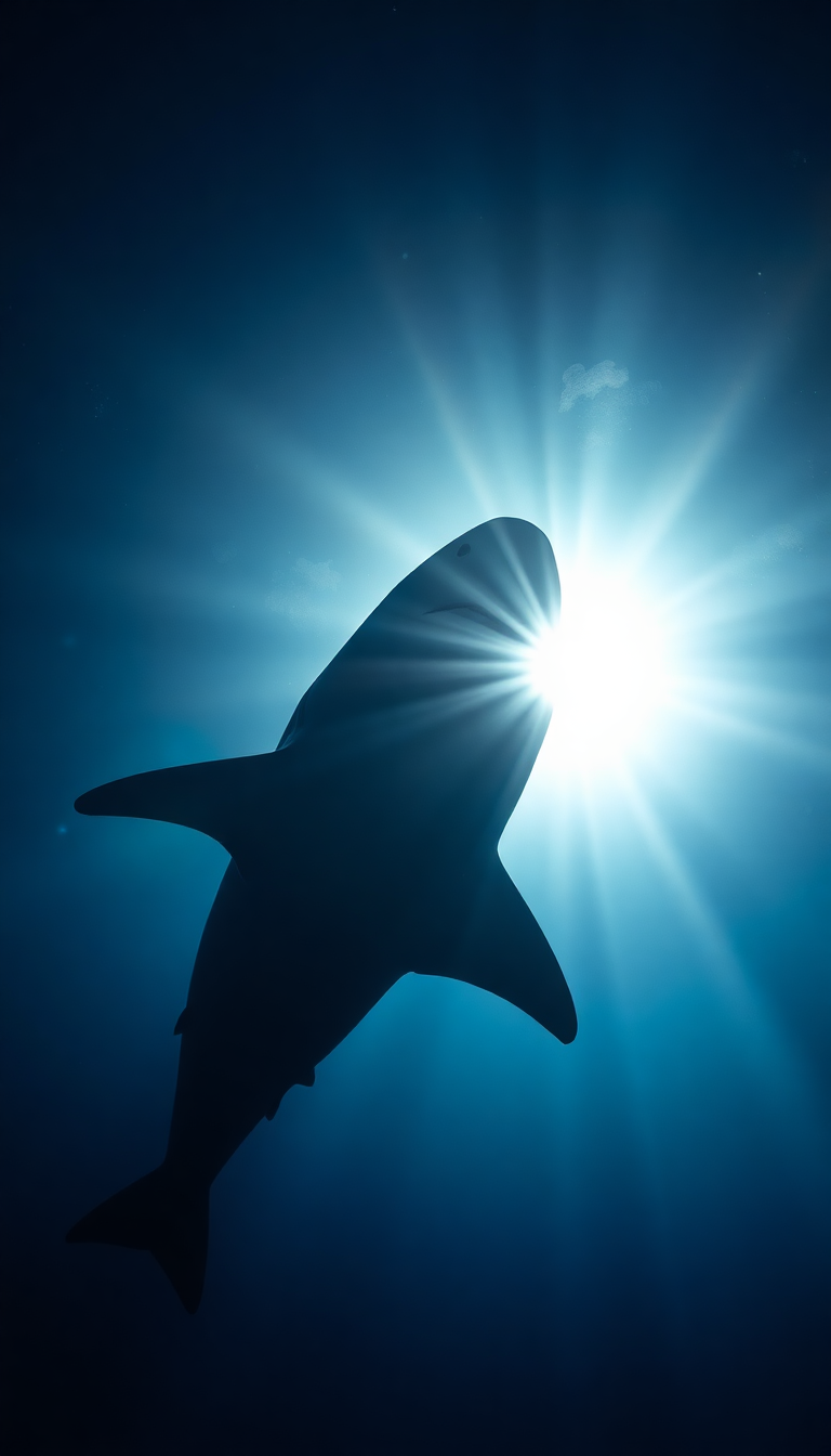 Shark Silhouette From Below Dramatic Photorealistic Wallpaper