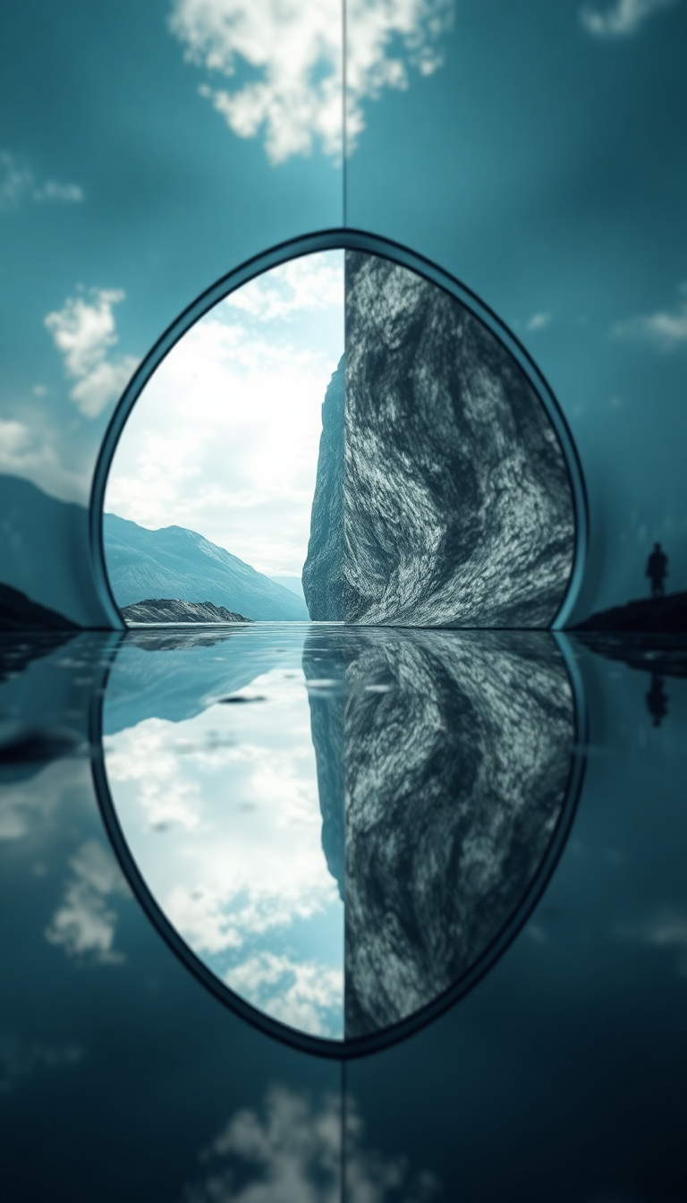 Mirror Showing Different World Reflection Digital art Wallpaper