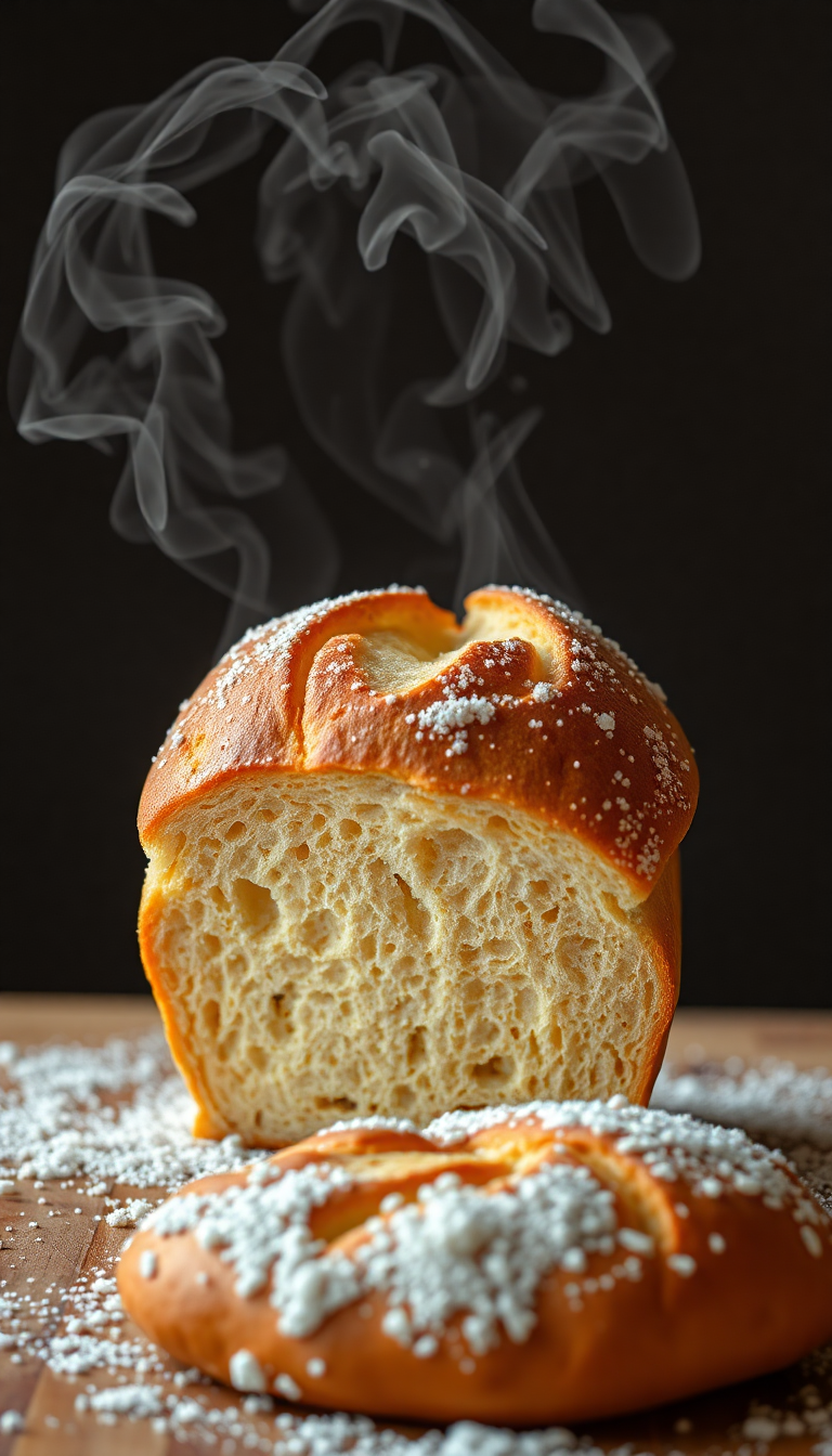 Bread Fresh Baked Steam Rising Photorealistic Wallpaper