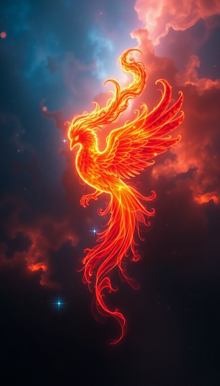 Nebula Shaped Like Phoenix Bird Digital art Wallpaper