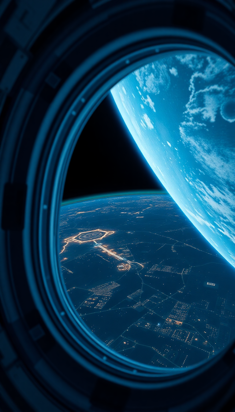 Space Station Window View Of Photorealistic Wallpaper