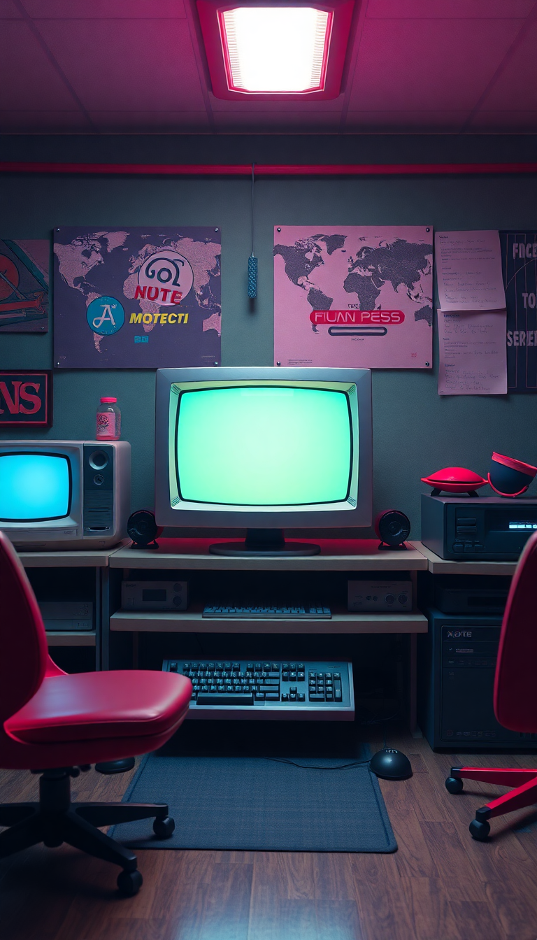 Retro Computer Setup 90s Aesthetic Photorealistic Wallpaper
