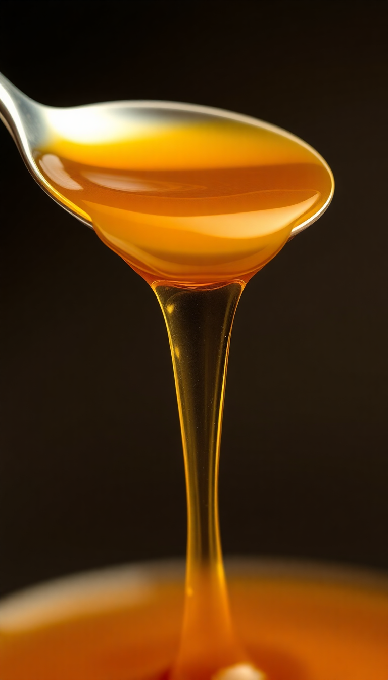 Honey Dripping From Spoon Golden Photorealistic Wallpaper
