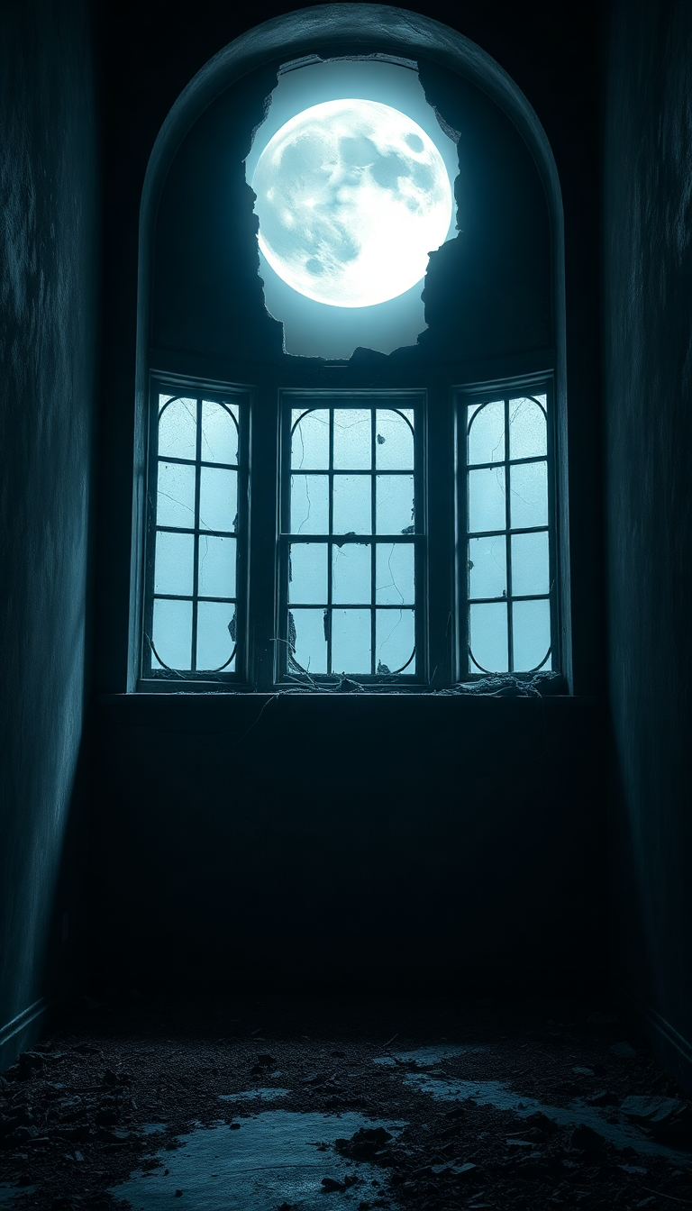 Abandoned Mansion Moonlight Through Broken Photorealistic Wallpaper