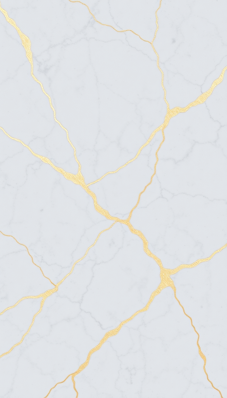 Marble Texture White Gold Veins Photorealistic Wallpaper