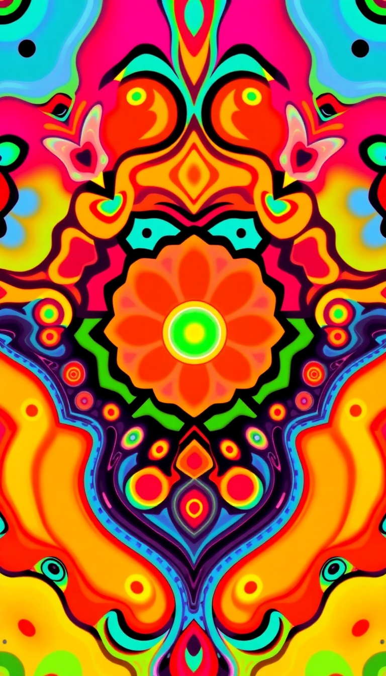 Psychedelic 60s Pattern Colorful Groovy Digital art Wallpaper