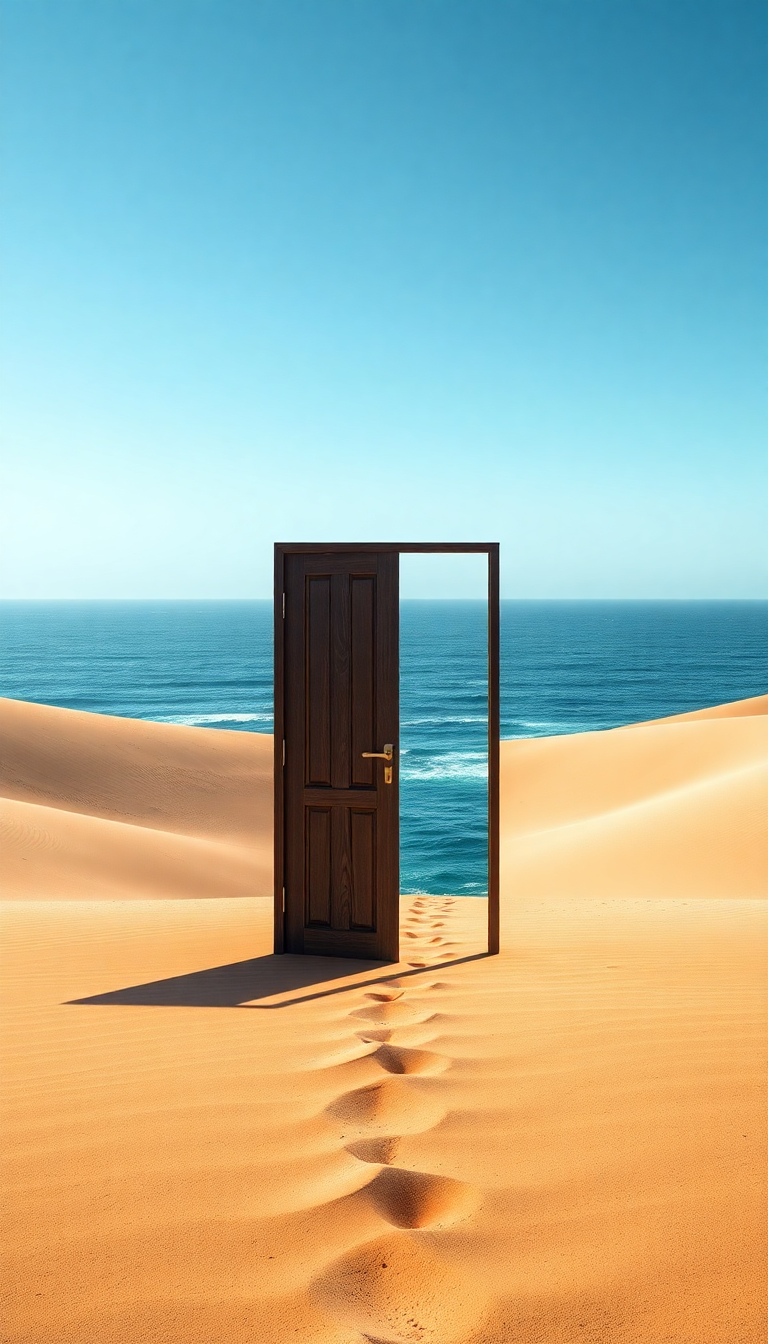 Door Standing Alone In Desert Digital art Wallpaper