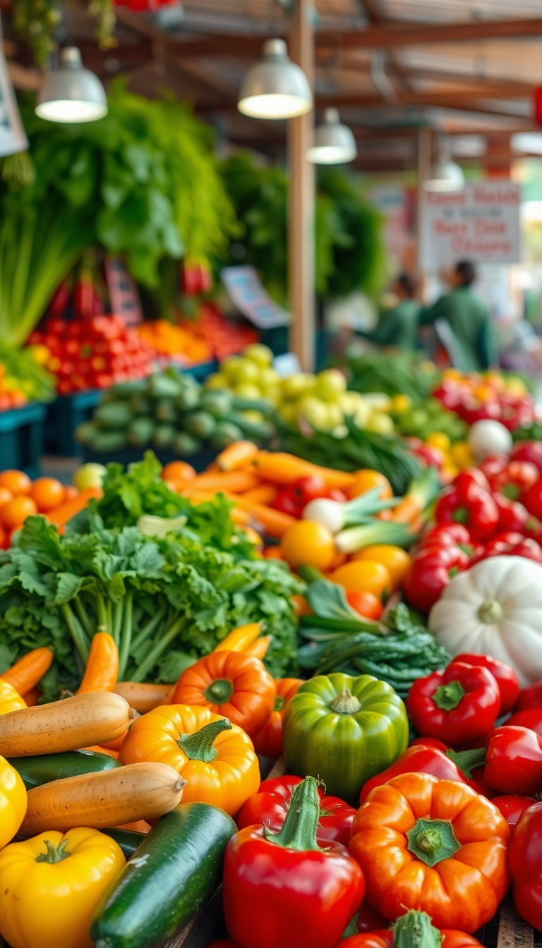 Farmers Market Produce Colorful Vegetables Photorealistic Wallpaper