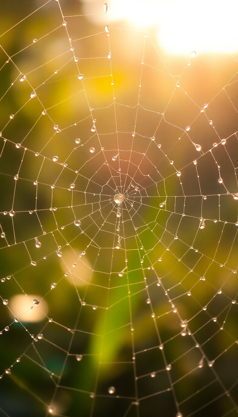 Dew Drops On Spiderweb Morning Aesthetic Wallpaper