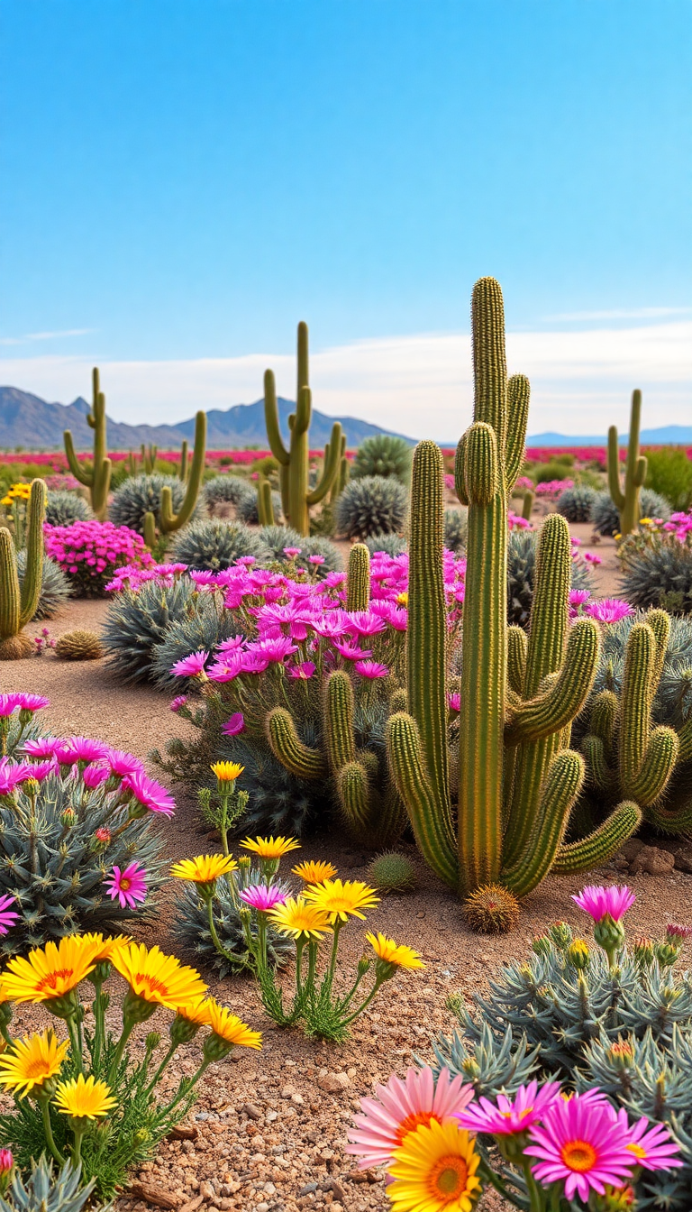 Blooming Desert After Rain Wildflowers Photorealistic Wallpaper