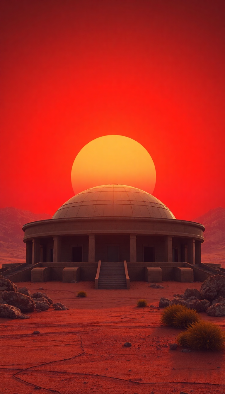 Mars Colony Dome At Sunset Digital art Wallpaper