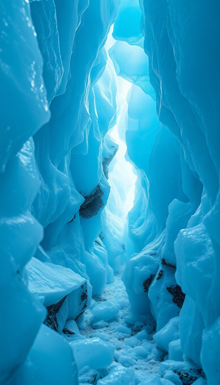 Glacial Ice Cave Blue Crystal Photorealistic Wallpaper