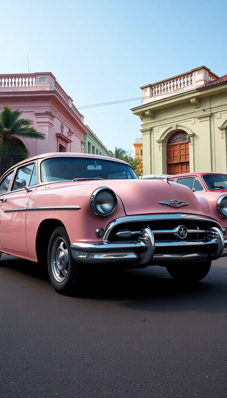Old Havana Classic Cars Pastel Photorealistic Wallpaper