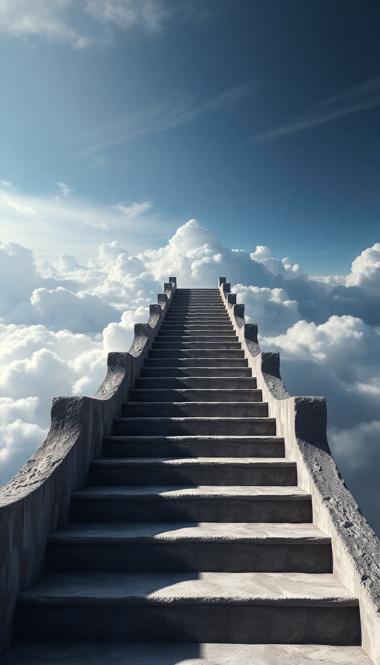 Stairs To Nowhere In Cloudy Digital art Wallpaper