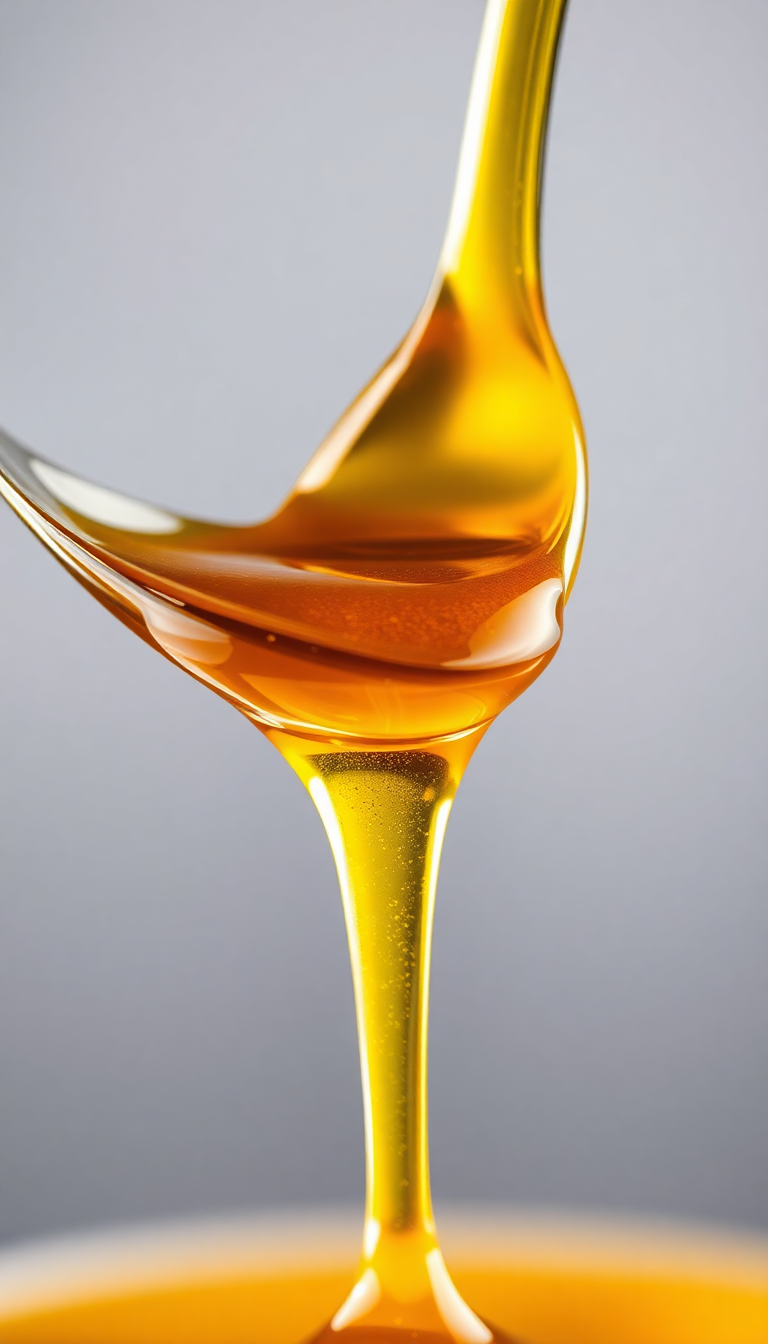 Honey Dripping From Spoon Golden Photorealistic Wallpaper