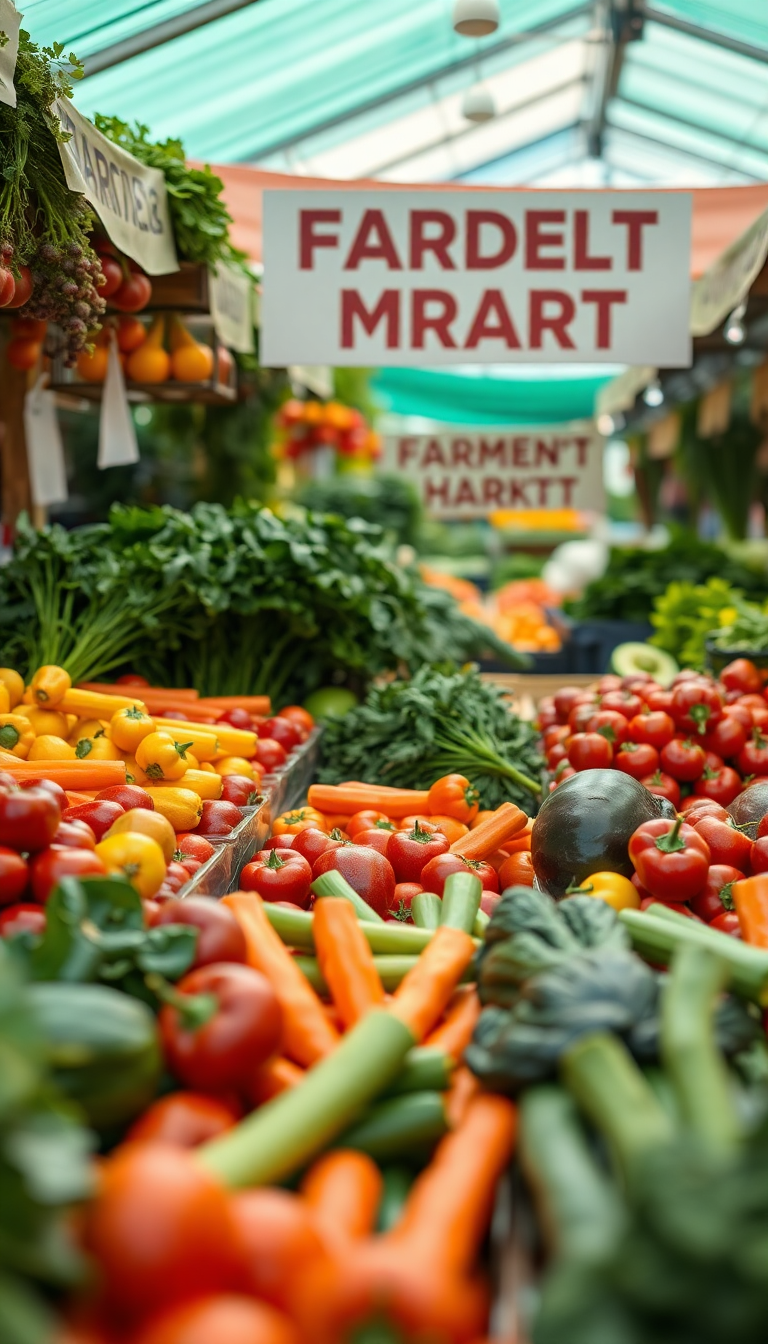 Farmers Market Produce Colorful Vegetables Photorealistic Wallpaper