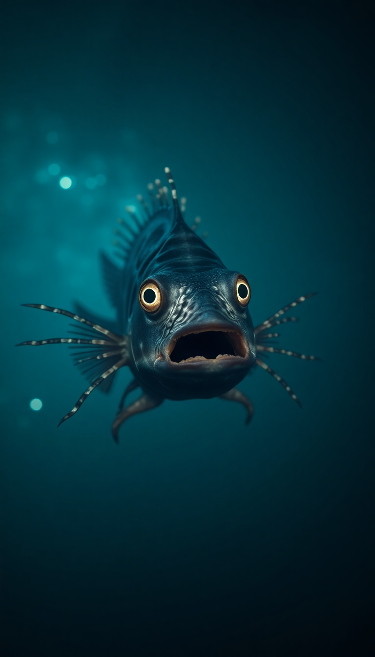Deep Sea Anglerfish Bioluminescent Abyss Digital art Wallpaper