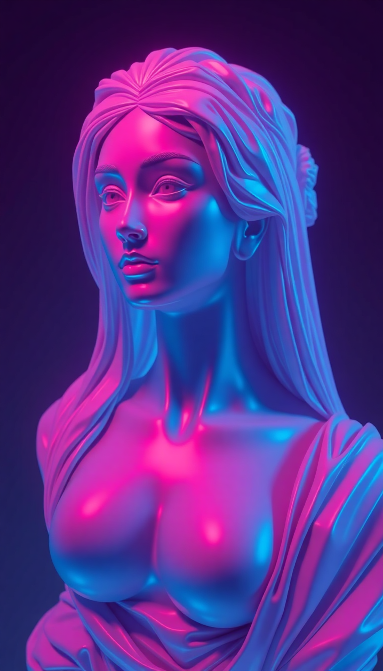 Vaporwave Roman Bust Glitch Aesthetic Digital art Wallpaper