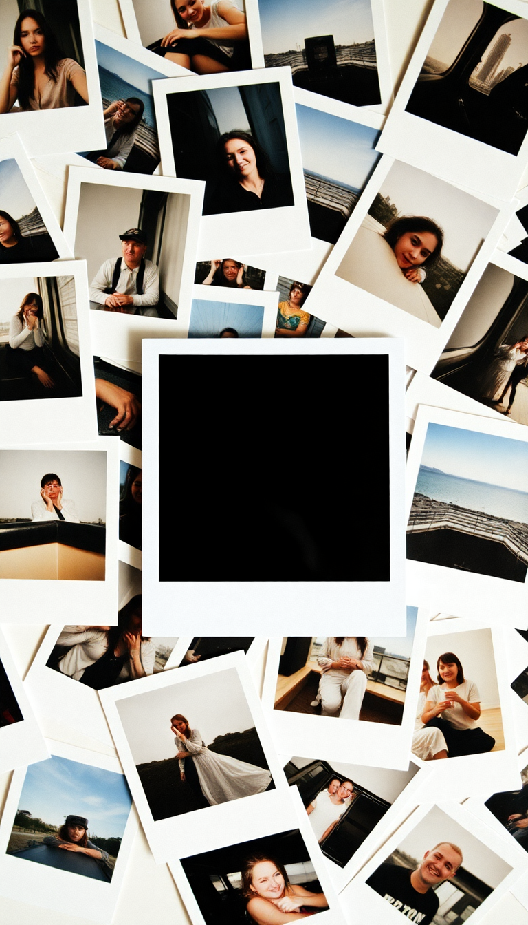 Vintage Polaroid Collection Scattered Memories Aesthetic Wallpaper