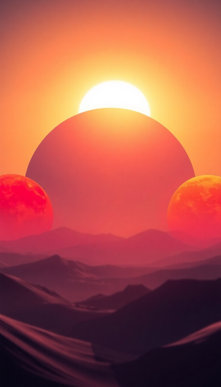 Alien Sunrise Three Suns Different Digital art Wallpaper