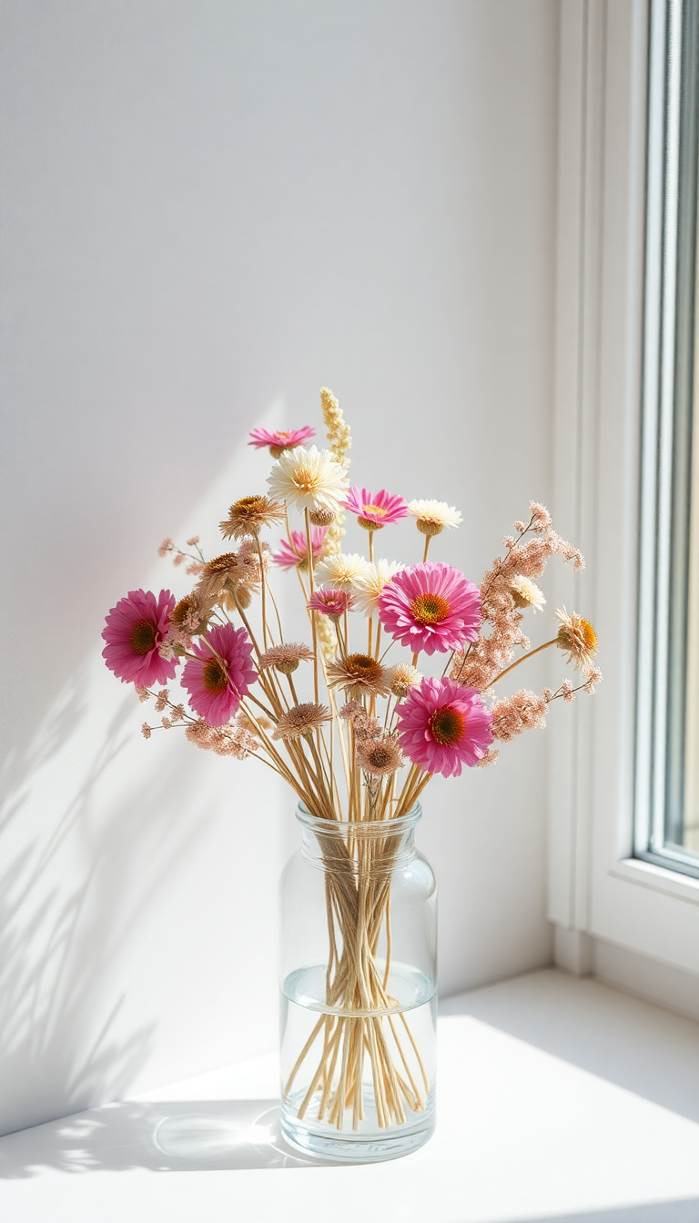 Dried Flowers In Glass Vase Aesthetic Wallpaper