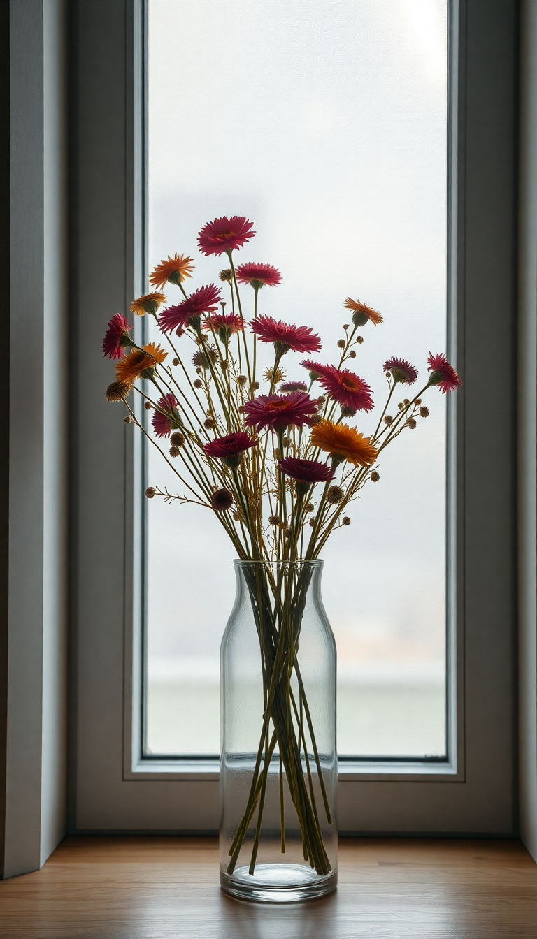 Dried Flowers In Glass Vase Aesthetic Wallpaper
