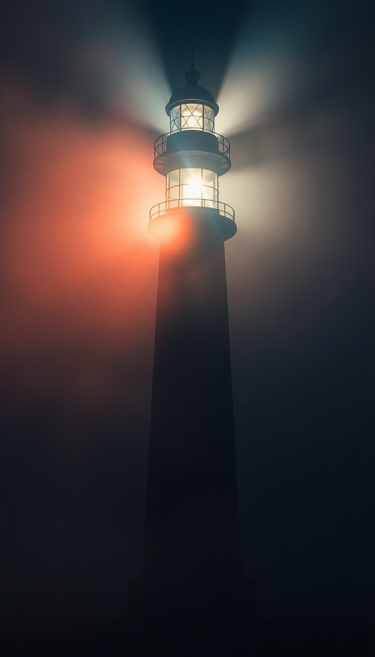 Old Lighthouse Beam Cutting Through Photorealistic Wallpaper