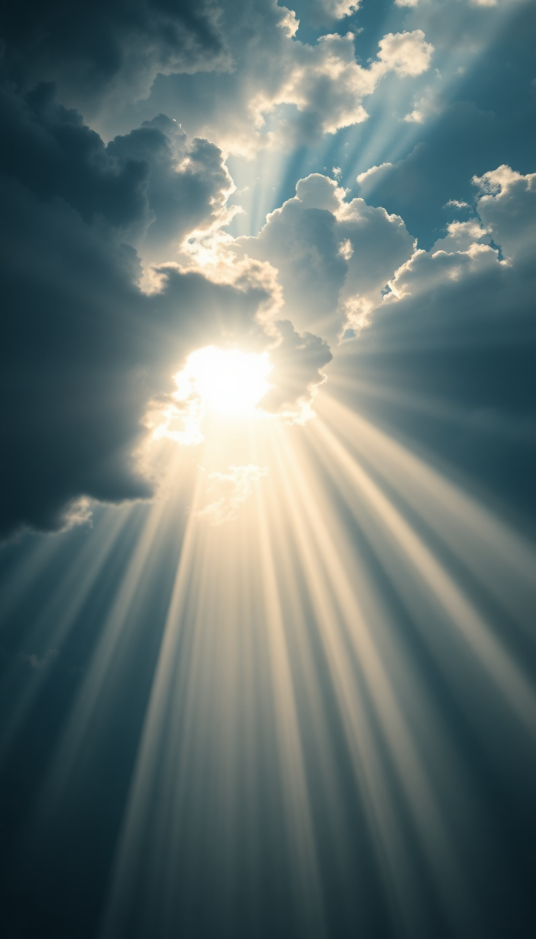 Sun Rays Through Storm Clouds Photorealistic Wallpaper