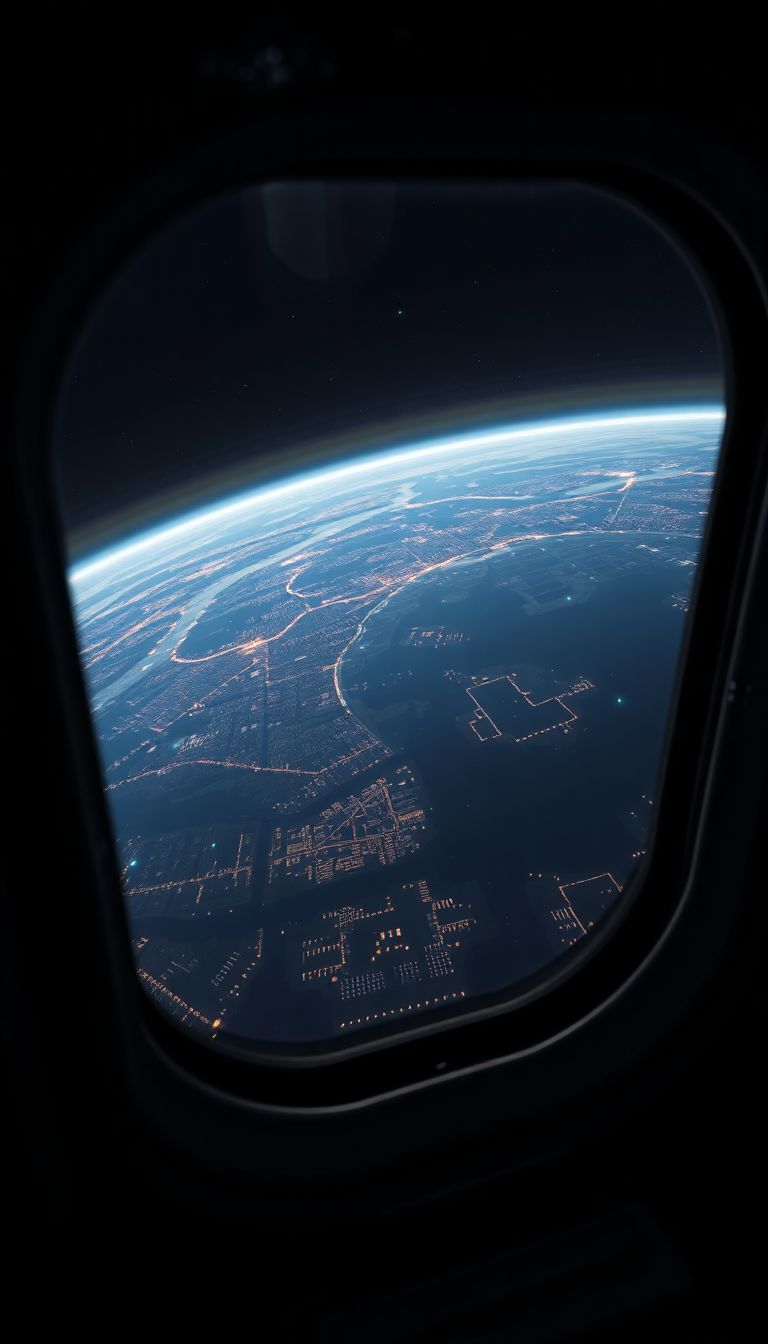 Space Station Window View Of Photorealistic Wallpaper