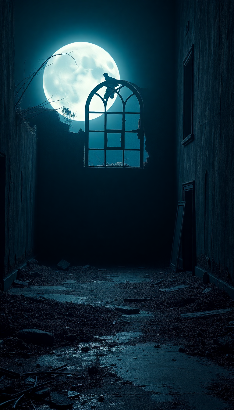 Abandoned Mansion Moonlight Through Broken Photorealistic Wallpaper